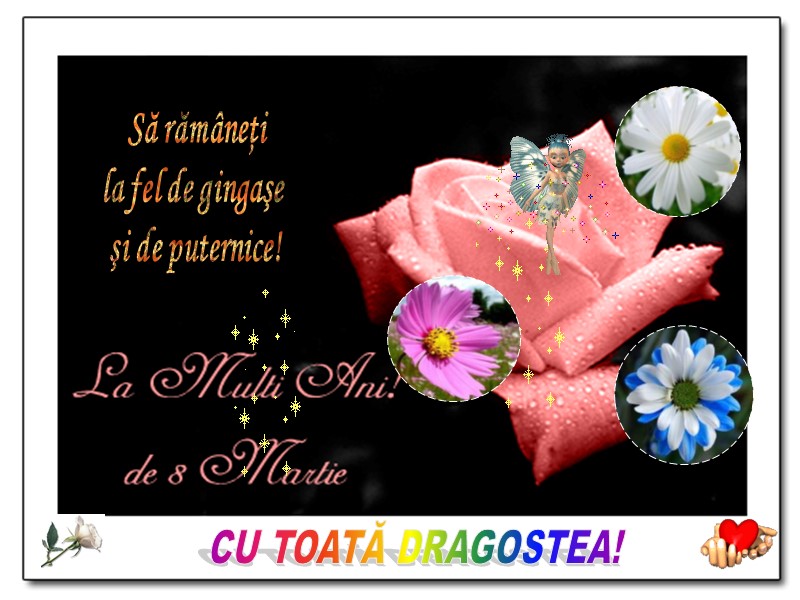 CU TOATĂ DRAGOSTEA!  Să rămâneţi  la fel de gingaşe  şi de